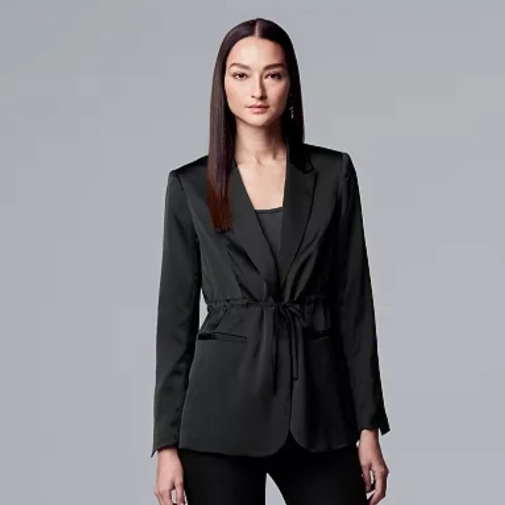 Simply Vera Vera Wang Drawstring Waist Satin Blazer - Picture 1 of 15